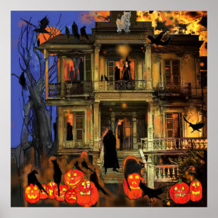 ハウス幽霊のよく出るキャラクター不気味ハロウィーンナイト ポスター