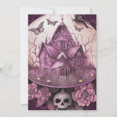 ハウス幽霊のよく出るスカル蝶ハロウィーン 招待状 (裏面)