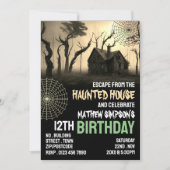 ハウス幽霊のよく出るテーマ、エスケープルーム、バースデーパーティー 招待状 (正面)