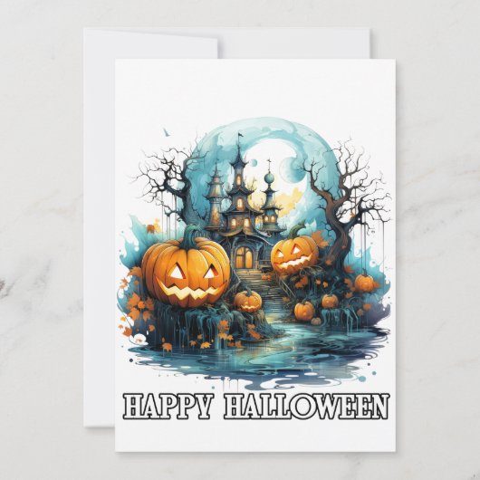 ハウス幽霊のよく出るハッピーハローウィンパーティの招待状 招待状 (裏面)