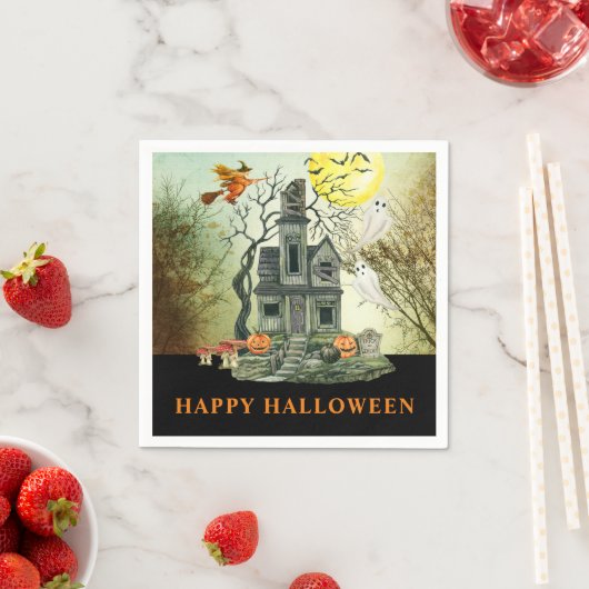 ハウス幽霊のよく出るハッピーハローウィンパーティー スタンダードカクテルナプキン (インサイチュ)