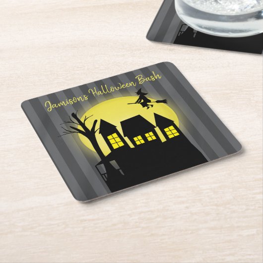 ハウス幽霊のよく出るハローウィンパーティカスタム スクエアペーパーコースター (アングル)