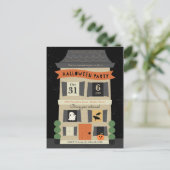 ハウス幽霊のよく出るハローウィンパーティ招待状 インビテーションポストカード (スタンド正面)