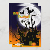 ハウス幽霊のよく出るハローウィンパーティ招待状 招待状 (正面/裏面)