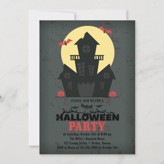 ハウス幽霊のよく出るハローウィンパーティ招待状 招待状 (正面)