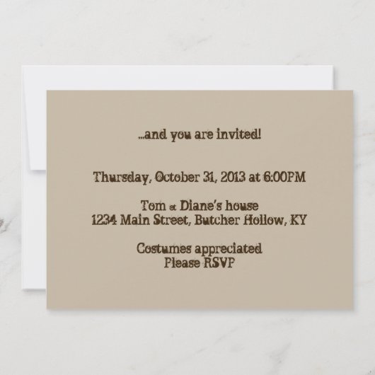 ハウス幽霊のよく出るハローウィンパーティ招待状 招待状 (裏面)