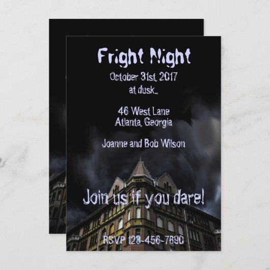 ハウス幽霊のよく出るハローウィンパーティ招待状 招待状 (正面/裏面)