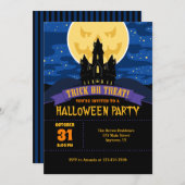 ハウス幽霊のよく出るハローウィンパーティ招待状 招待状 (正面/裏面)