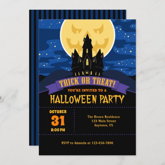 ハウス幽霊のよく出るハローウィンパーティ招待状 招待状 (正面/裏面)