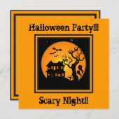 ハウス幽霊のよく出るハローウィンパーティ招待状 招待状 (正面/裏面)