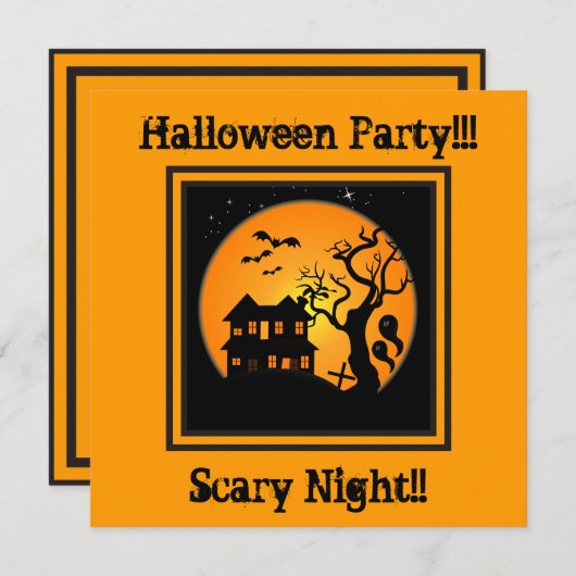ハウス幽霊のよく出るハローウィンパーティ招待状 招待状 (正面/裏面)