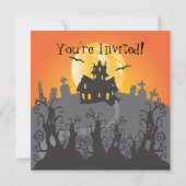 ハウス幽霊のよく出るハローウィンパーティ招待状 招待状 (裏面)