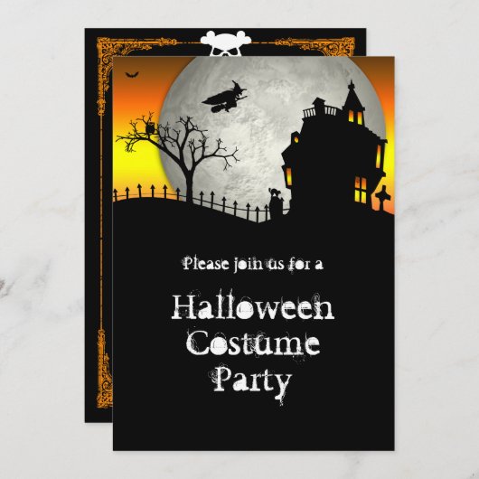 ハウス幽霊のよく出るハローウィンパーティ招待状 招待状 (正面/裏面)
