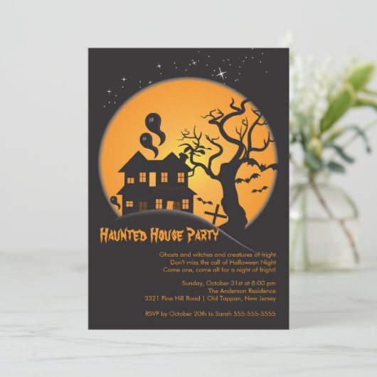 ハウス幽霊のよく出るハローウィンパーティ招待状 招待状 (スタンド正面)