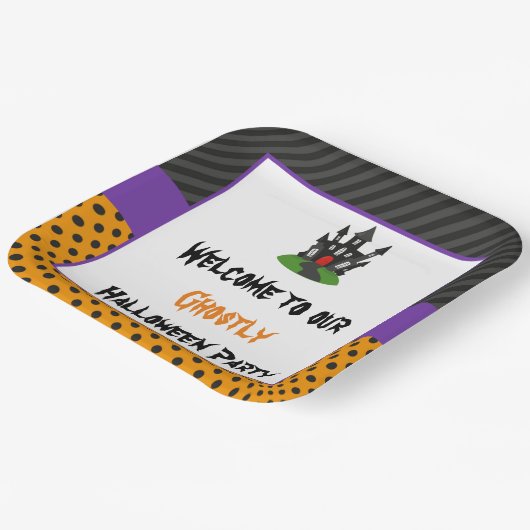 ハウス幽霊のよく出るハローウィンパーティ ペーパープレート (傾斜あり)