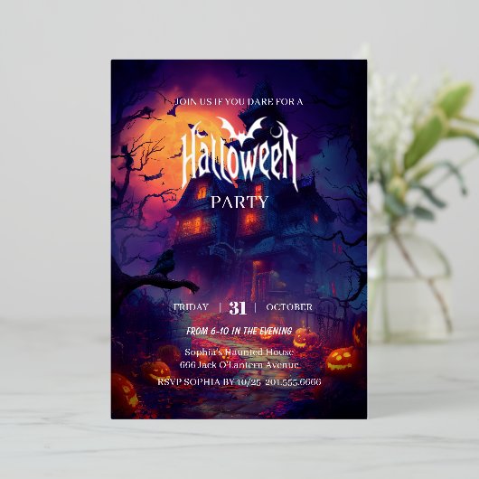 ハウス幽霊のよく出るハローウィンパーティ 箔招待状 (立ち正面)