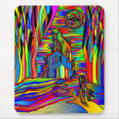 ハウス幽霊のよく出るホラー抽象芸術カラフルステイングラス マウスパッド (正面)