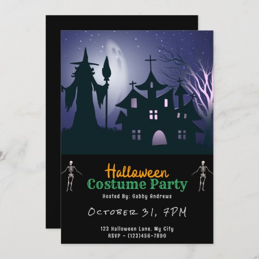 ハウス幽霊のよく出る幽霊ウィッチスターズハロウィン 招待状 (正面/裏面)
