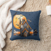 ハウス幽霊のよく出る幽霊フルムーンダークブルーハロウィーン クッション (ブランケット)