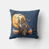 ハウス幽霊のよく出る幽霊フルムーンダークブルーハロウィーン クッション (裏面)