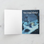 ハウス幽霊のよく出る歓迎のゴシックハウスのハロウィンファンタジーアート カード (内部)