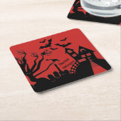 ハウス幽霊のよく出る紙コースター スクエアペーパーコースター (アングル)