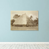 ハウス建物inサモア， c.1875 （セピア写真） キャンバスプリント (インサイチュ (ウッドフロア))