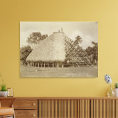 ハウス建物inサモア， c.1875 （セピア写真） キャンバスプリント (インサイチュ (リビング))
