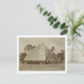 ハウス建物inサモア， c.1875 （セピア写真） ポストカード (スタンド正面)