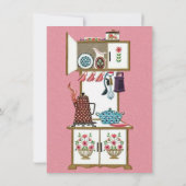 ハウス温暖化レトロホワイトストーブヴィンテージ器具 招待状 (裏面)