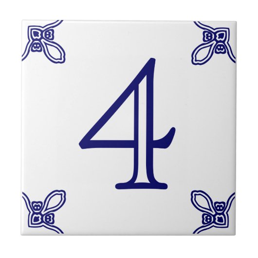 ハウス番号 – スペインの青（白） タイル (正面)