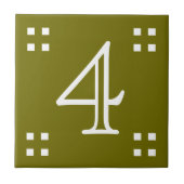 ハウス番号 – 職人のホワイトオングリーン タイル (正面)