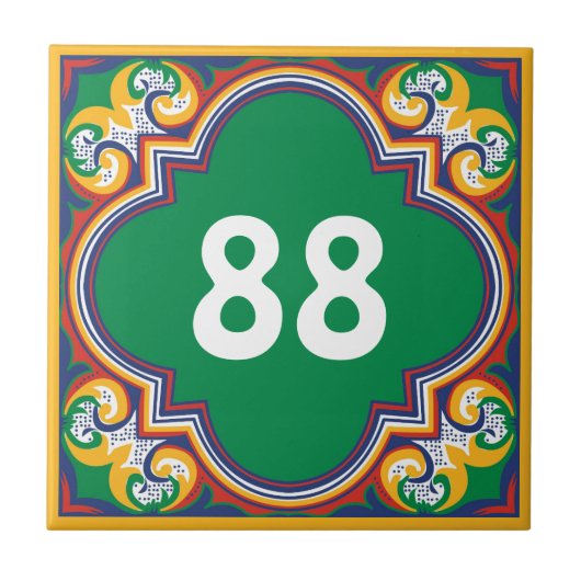 💛🧡💚ハウス番号Azulejos、装飾セラ タイル (正面)