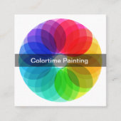 ハウス絵を描のカラフルはっきりしたデザイン スクエア名刺 (正面)