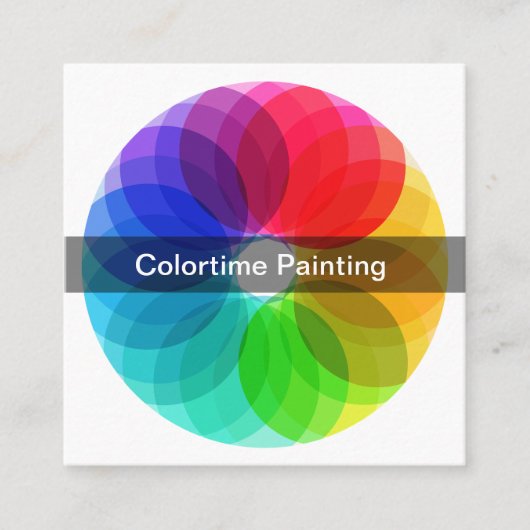 ハウス絵を描のカラフルはっきりしたデザイン スクエア名刺 (正面)