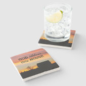 ハウス賛美のサンセットシルエット ストーンコースター (横)