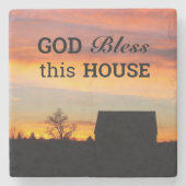 ハウス賛美のサンセットシルエット ストーンコースター (正面)