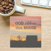 ハウス賛美のサンセットシルエット ストーンコースター