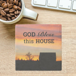 ハウス賛美のサンセットシルエット ストーンコースター