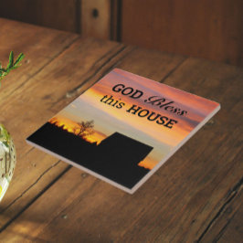 ハウス賛美のサンセットシルエット タイル