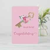 ハウス鍵スウィートフローラウォーターカラーおめでとう カード (スタンド正面)