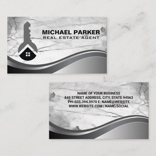 ハウス鍵ロゴ | 大理石名刺 名刺 (正面/裏面)