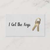 ハウス鍵 | エステート実在メタリックのブラシ付きロゴ 名刺 (正面)