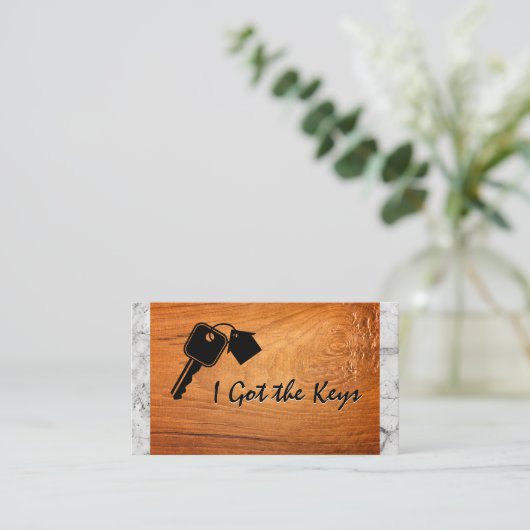 ハウス鍵 |木製大理石 名刺 (スタンド正面)