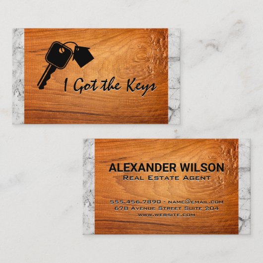 ハウス鍵 |木製大理石 名刺 (正面/裏面)