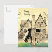 ハウス ゴールド アジアの馬 緑 黄色 タン | ポストカード (正面/裏面)