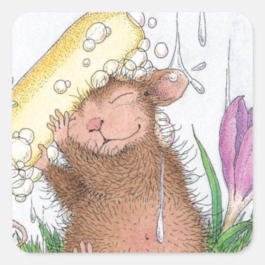 ハウス – マウスデザイン® – クリーンなおもしろい スクエアシール (正面)