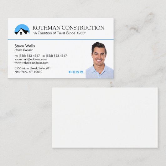 ハウス ロゴ 建設 写真を追加 ビジネス カード (正面/裏面)