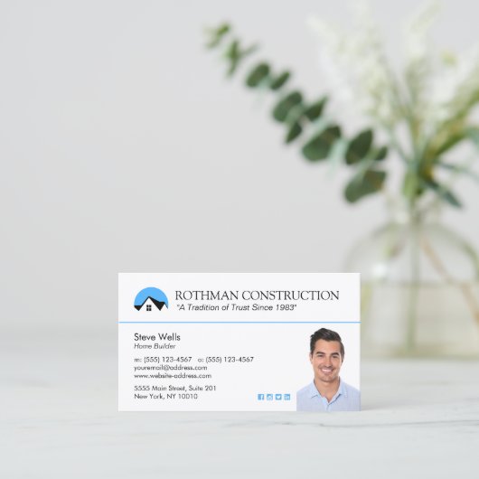 ハウス ロゴ 建設 写真を追加 ビジネス カード (スタンド正面)