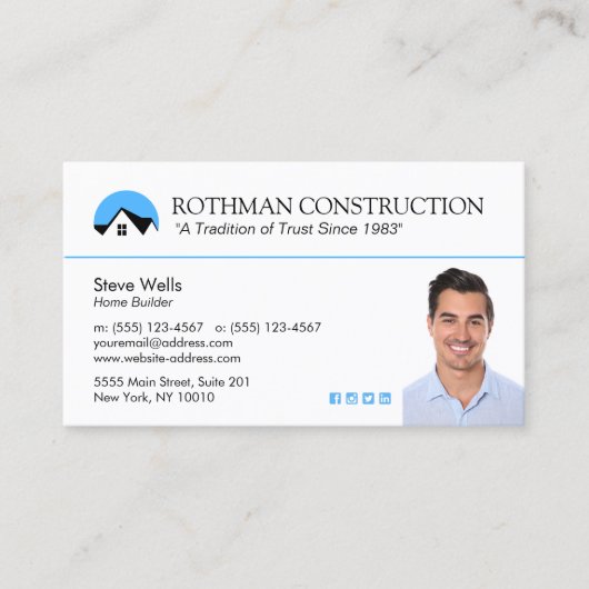 ハウス ロゴ 建設 写真を追加 ビジネス カード (正面)